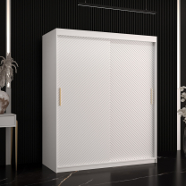Šatní skříň Riflo Slim 1 | 150 cm | reliéf rybí kosti | bílá