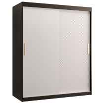 Šatní skříň Riflo Slim 1 | 150 cm | reliéf rybí kosti | černá/bílá