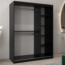 Šatní skříň Riflo Slim 1 | 150 cm | reliéf rybí kosti | černá