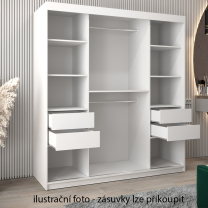 Šatní skříň Riflo Slim 1 | 200 cm | reliéf rybí kosti | bílá/černá