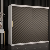 Šatní skříň Riflo Slim 1 | 200 cm | reliéf rybí kosti | bílá/černá