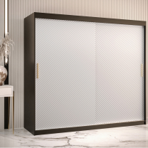Šatní skříň Riflo Slim 1 | 200 cm | reliéf rybí kosti | černá/bílá