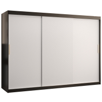 Šatní skříň Riflo Slim 1 | 250 cm | reliéf rybí kosti | černá/bílá