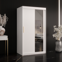 Šatní skříň Riflo Slim 2 | 100 cm | reliéf rybí kosti | bílá