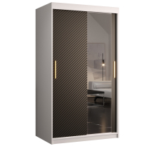 Šatní skříň Riflo Slim 2 | 100 cm | reliéf rybí kosti | bílá/černá