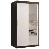 Šatní skříň Riflo Slim 2 | 100 cm | reliéf rybí kosti | černá/bílá