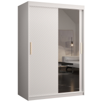 Šatní skříň Riflo Slim 2 | 120 cm | reliéf rybí kosti | bílá