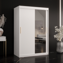 Šatní skříň Riflo Slim 2 | 120 cm | reliéf rybí kosti | bílá
