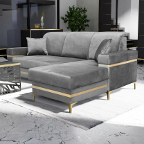Sedací souprava GOLDEN MINI | pravá | glamour styl | světle šedá