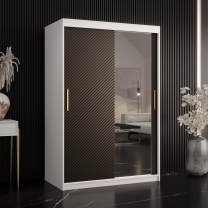 Šatní skříň Riflo Slim 2 | 120 cm | reliéf rybí kosti | bílá/černá