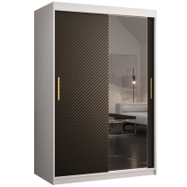 Šatní skříň Riflo Slim 2 | 120 cm | reliéf rybí kosti | bílá/černá