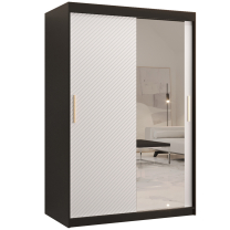 Šatní skříň Riflo Slim 2 | 120 cm | reliéf rybí kosti | černá/bílá