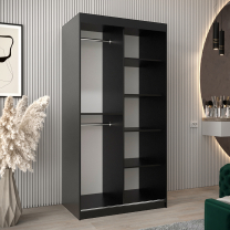 Šatní skříň Riflo Slim 2 | 120 cm | reliéf rybí kosti | černá/bílá