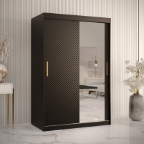 Šatní skříň Riflo Slim 2 | 120 cm | reliéf rybí kosti | černá