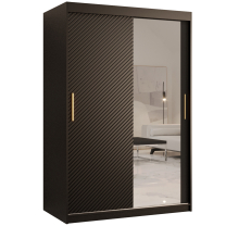 Šatní skříň Riflo Slim 2 | 120 cm | reliéf rybí kosti | černá