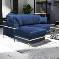 Sedací souprava GOLDEN MINI | levá | glamour styl | modrá