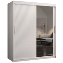 Šatní skříň Riflo Slim 2 | 150 cm | reliéf rybí kosti | bílá