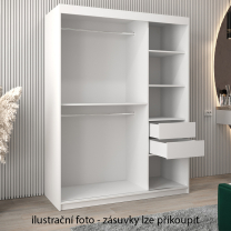 Šatní skříň Riflo Slim 2 | 150 cm | reliéf rybí kosti | bílá/černá