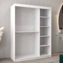 Šatní skříň Riflo Slim 2 | 150 cm | reliéf rybí kosti | bílá/černá