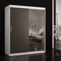Šatní skříň Riflo Slim 2 | 150 cm | reliéf rybí kosti | bílá/černá
