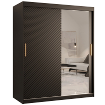 Šatní skříň Riflo Slim 2 | 150 cm | reliéf rybí kosti | černá