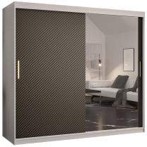Šatní skříň Riflo Slim 2 | 200 cm | reliéf rybí kosti | bílá/černá