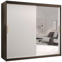 Šatní skříň Riflo Slim 2 | 200 cm | reliéf rybí kosti | černá/bílá