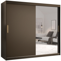 Šatní skříň Riflo Slim 2 | 200 cm | reliéf rybí kosti | černá