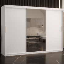 Šatní skříň Riflo Slim 2 | 250 cm | reliéf rybí kosti | bílá