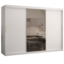 Šatní skříň Riflo Slim 2 | 250 cm | reliéf rybí kosti | bílá