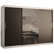 Šatní skříň Riflo Slim 2 | 250 cm | reliéf rybí kosti | bílá/černá