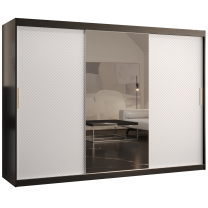 Šatní skříň Riflo Slim 2 | 250 cm | reliéf rybí kosti | černá/bílá