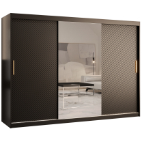 Šatní skříň Riflo Slim 2 | 250 cm | reliéf rybí kosti | černá