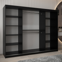 Šatní skříň Riflo Slim 2 | 250 cm | reliéf rybí kosti | černá