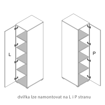 VERINA | šatní skříň 4 | 47 cm | policová | bílá mat