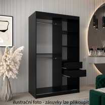 Šatní skříň Riflo Wave 1 | 120 cm | černá/bílá