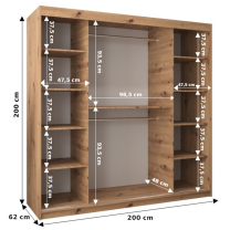 Šatní skříň Riflo Wave 1 | 200 cm | černá/bílá