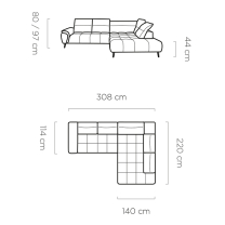 Sedací souprava MONTANA | 220x308 | ELEKTRICKY VÝSUV | žlutá | POSLEDNÍ KUS Z PRODEJNY