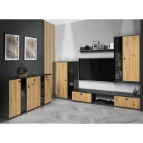 Obývací stěna SALSA + komoda | matera/artisan | 3D povrch