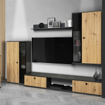 Obývací stěna SALSA + komoda | matera/artisan | 3D povrch