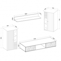 Obývací stěna SALSA | bílá/černá | 3D povrch