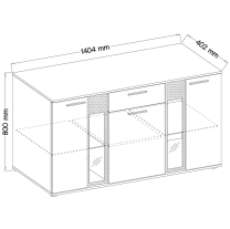 Komoda SALSA | 140 | bílá/černá | 3D povrch