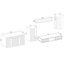 Obývací stěna SALSA + komoda | matera/bílá | 3D povrch