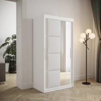 Šatní skříň Tapi 2 | 100 cm | bílá | panel z bílé ekokůže