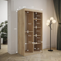 Šatní skříň Tapi 2 | 100 cm | černá | panel z bílé ekokůže