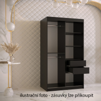 Šatní skříň Kair | 100 cm | černá/jasan světlý