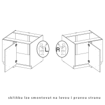 EKO WHITE | dolní skřínka 89x89 ND 2F rohová | bílá mat