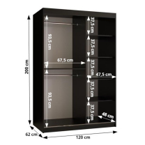 Šatní skříň Kair | 120 cm | černá/jasan světlý