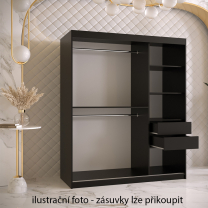 Šatní skříň Kair | 150 cm | černá/jasan světlý