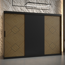 Šatní skříň Kair | 250 cm | černá/jasan světlý